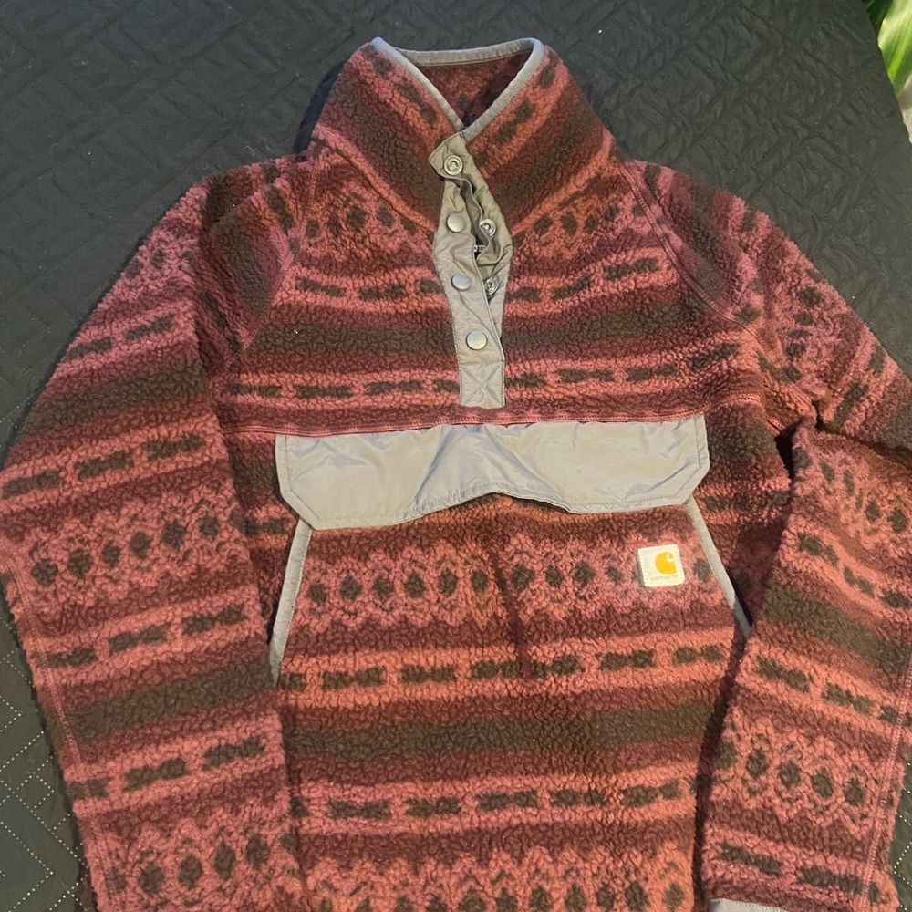 Carhartt Maroon and Gray Fleece Jacket